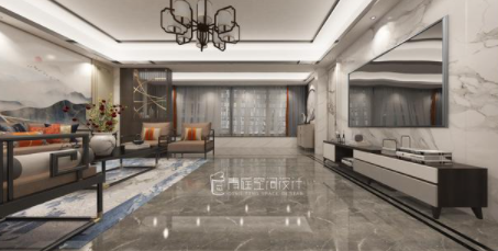 新房裝修設(shè)計(jì)：現(xiàn)代中式風(fēng)的新房裝修完工，入戶就被玄關(guān)背景墻迷住