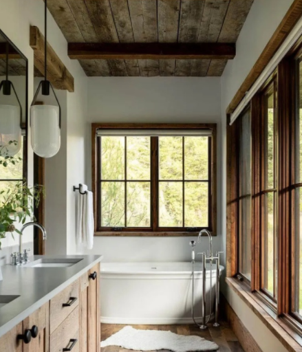 浴室裝修設(shè)計效果圖：浴室如此裝修？與自然無縫接觸！